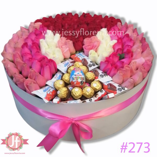 273 Caja 200 rosas y chocolates