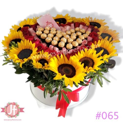 Caja girasoles rosas y Ferreros - Image 2
