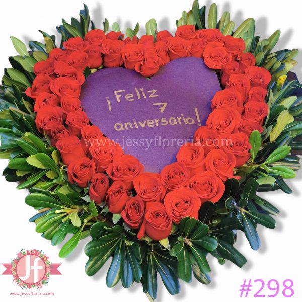 298 corazón de rosas con mensaje