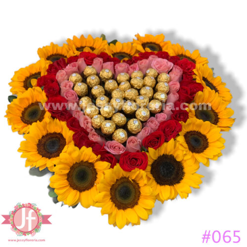 Caja girasoles rosas y Ferreros - Image 3