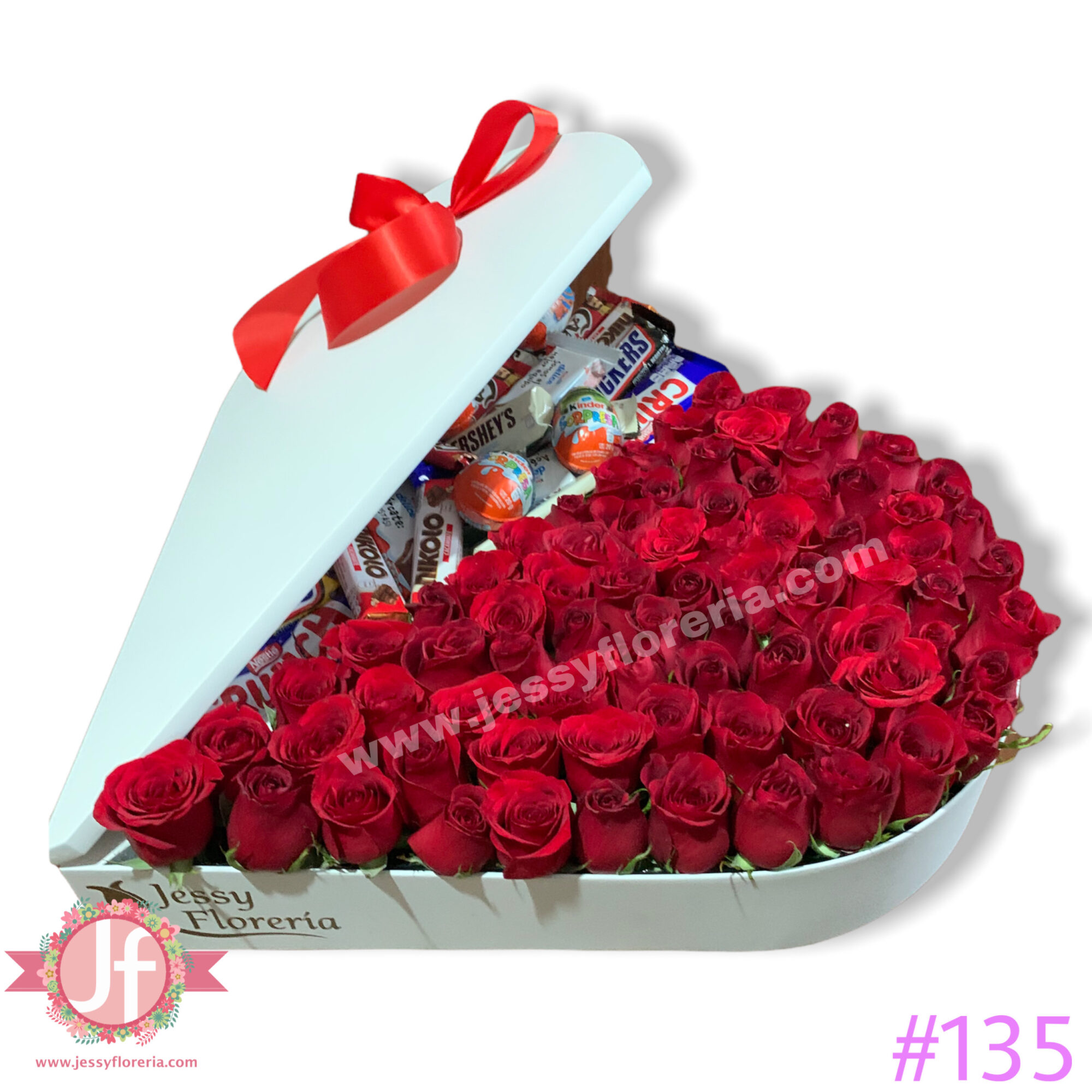Corazón 80 rosas y 35 chocolates