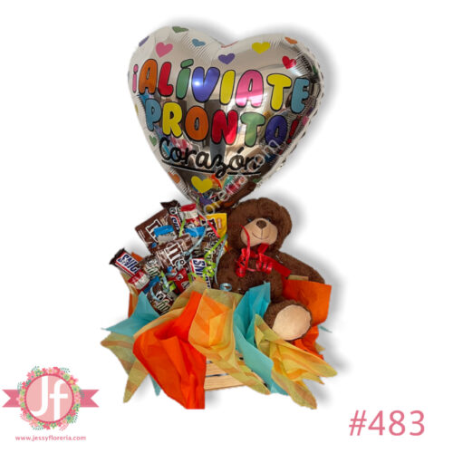 Caja con chocolates, peluche y globo de recupérate  - Pedir con un día de anticipación