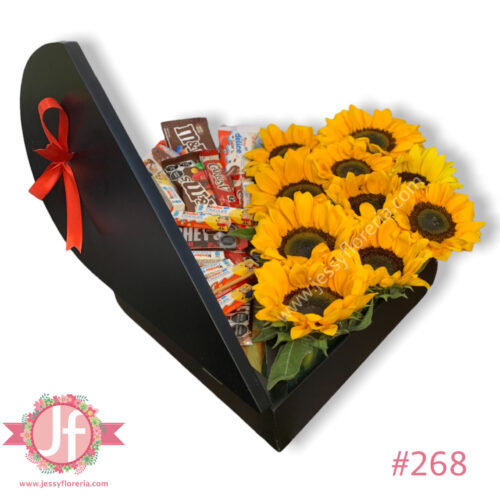 Corazón media tapa Girasoles y 30 chocolates - Image 2