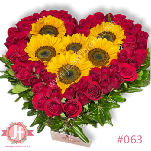 Corazón rosas y girasoles - Image 2