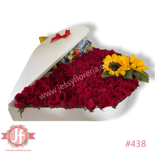 Corazón 45 chocolates  70 rosas y girasoles - Image 2