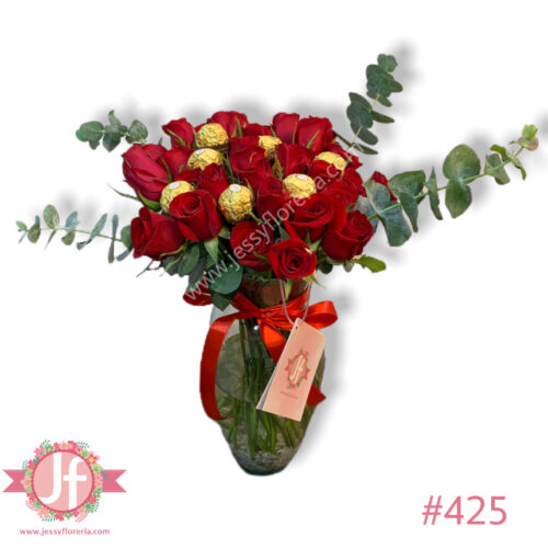 Florero 30 rosas Ferrero