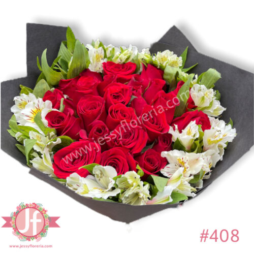 Bouquet 24 rosas & alstroemerias