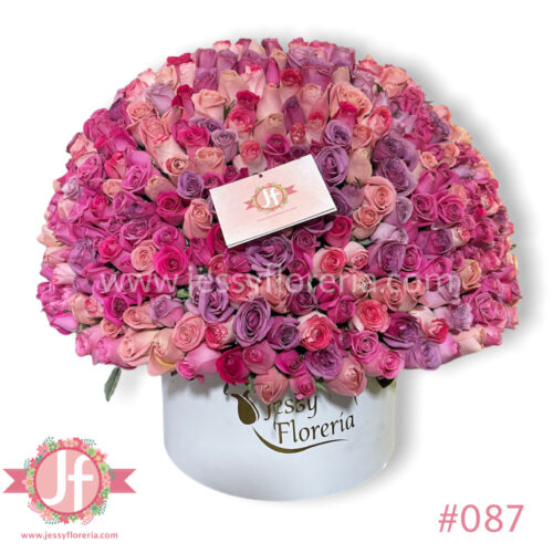 Caja con 300 rosas tonos claros