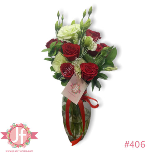 Floreros 12 Rosas & lisianthus