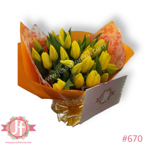 Bouquet 30 tulipanes amarillos - Pedir con un día de anticipación