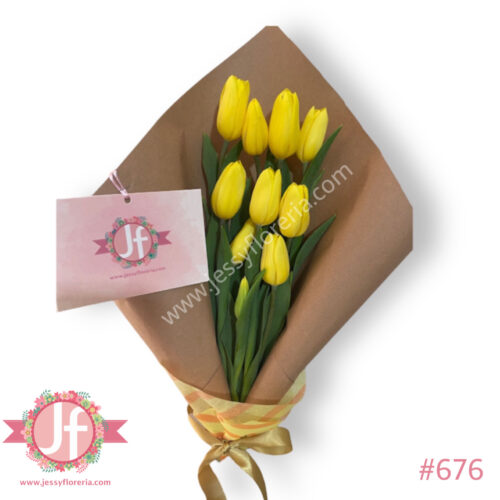 Bouquet 10 tulipanes amarillos - Pedir con un día de anticipación