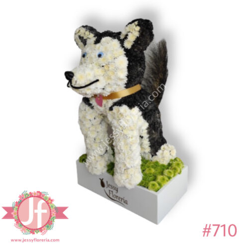 Figura Husky con flores