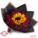 874 Bouquet 24 rosas y girasol