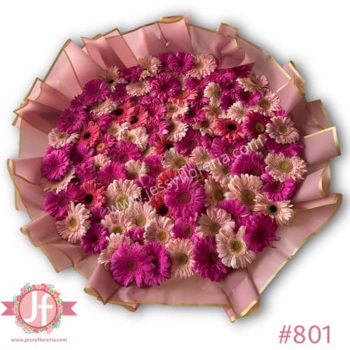801 Maxiramo 100 gerberas rosa y fucsia