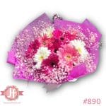 890 Bouquet 12 gerberas con gypsophilia
