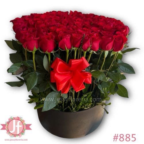 885 Caja 80 rosas rojas alta