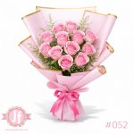 Bouquet de 12 rosas rosadas frescas con diseño elegante para regalo floral en aniversarios, cumpleaños y momentos especiales.