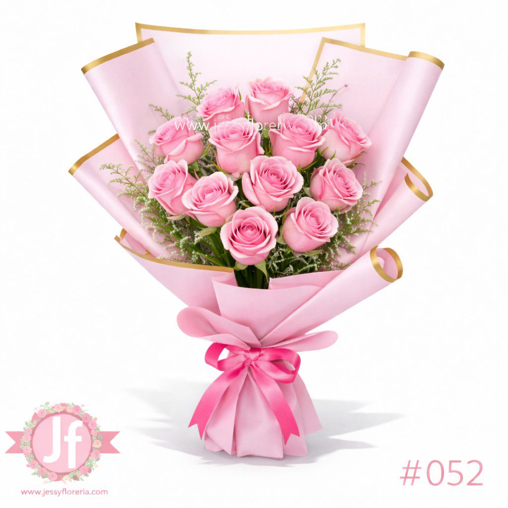 Bouquet de 12 rosas rosadas frescas con diseño elegante para regalo floral en aniversarios, cumpleaños y momentos especiales.