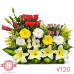 Jardinera surtida con flores y follajes frescos para envío de flores y plantas a domicilio en Guadalajara, Zapopan, Tlaquepaque y Tonalá.