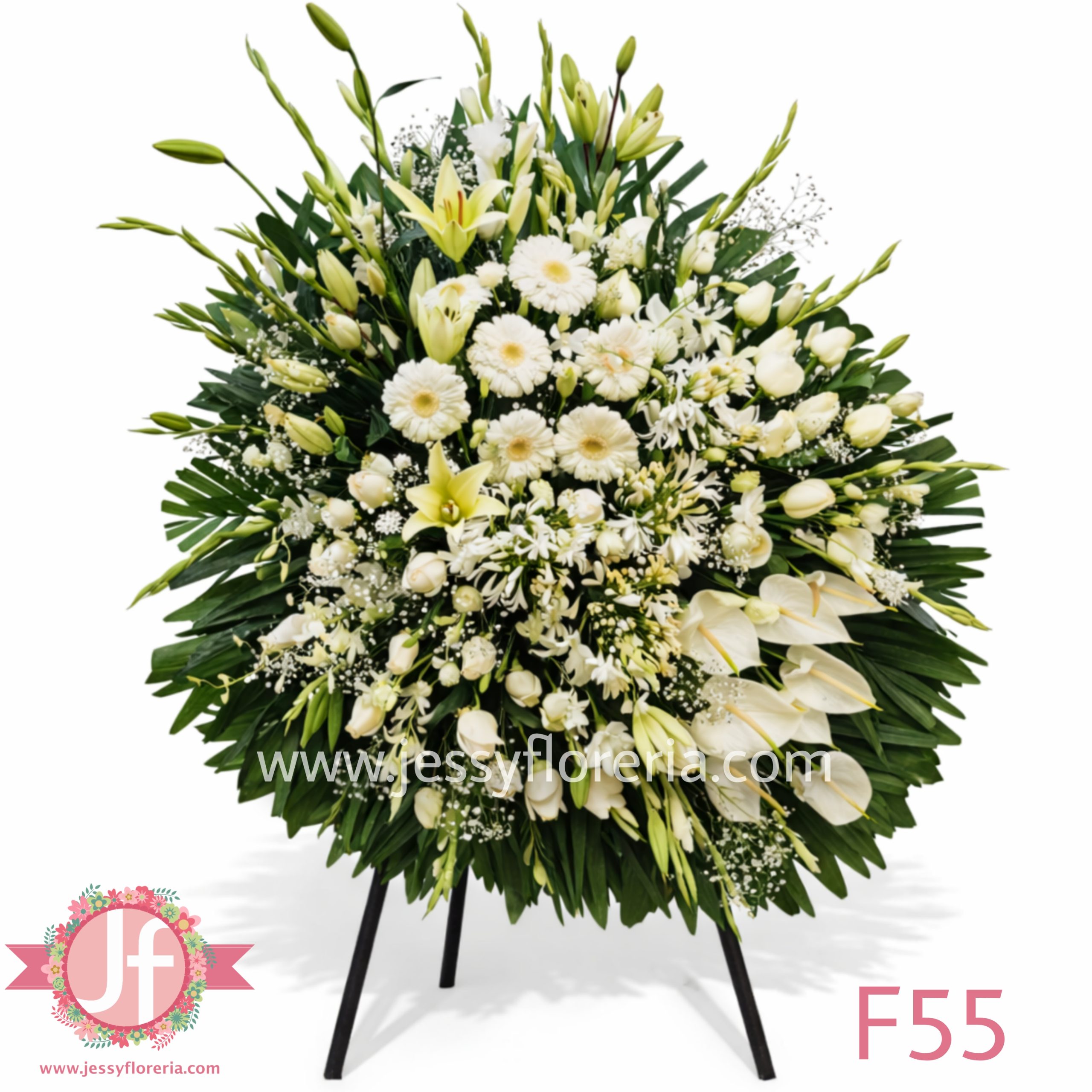 Corona imperial floral en tripié para envío e instalación en funerales y homenajes en Guadalajara, Zapopan y zona metropolitana.