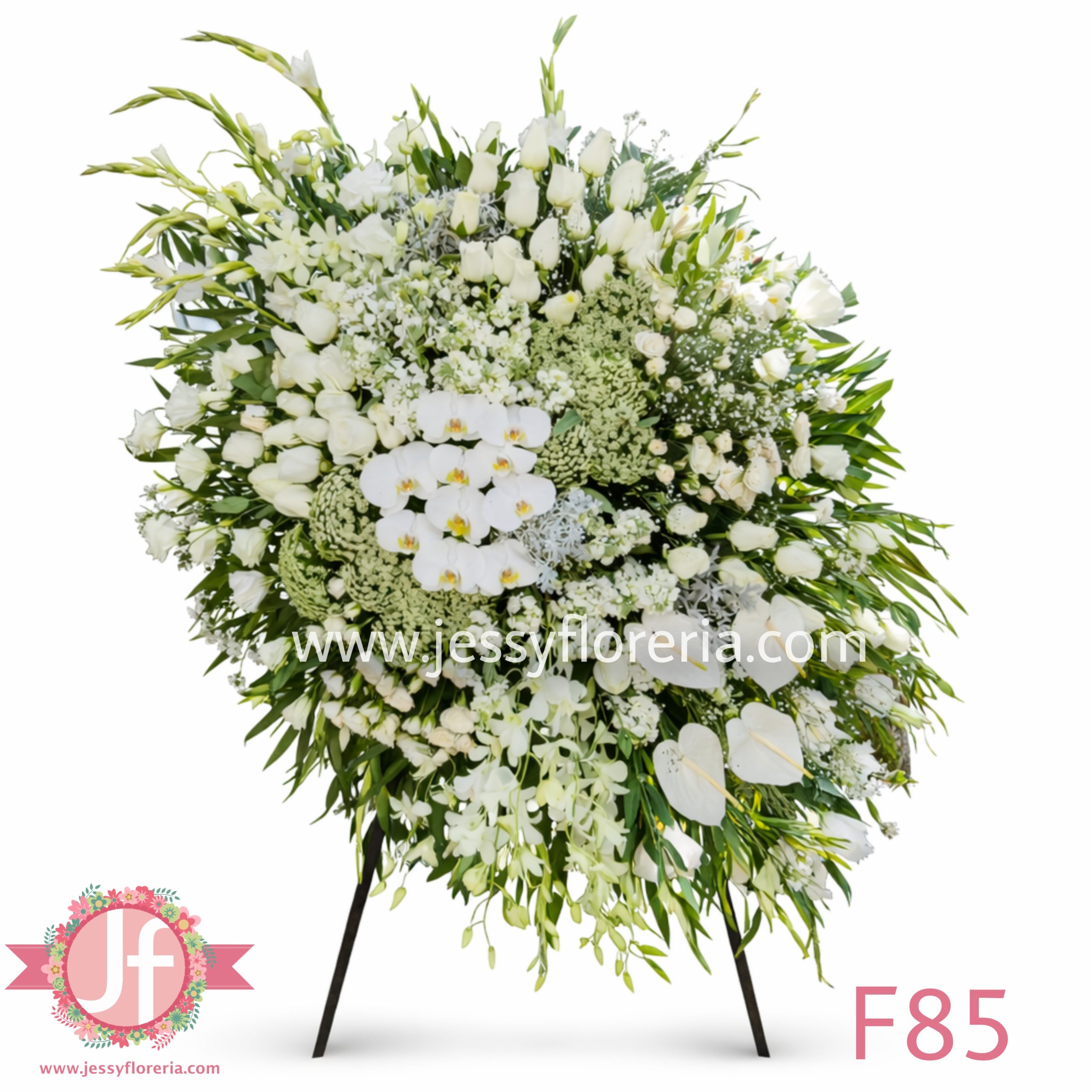 Corona King Imperial floral en tripié para envío e instalación en funerales y homenajes en Guadalajara, Zapopan y zona metropolitana.