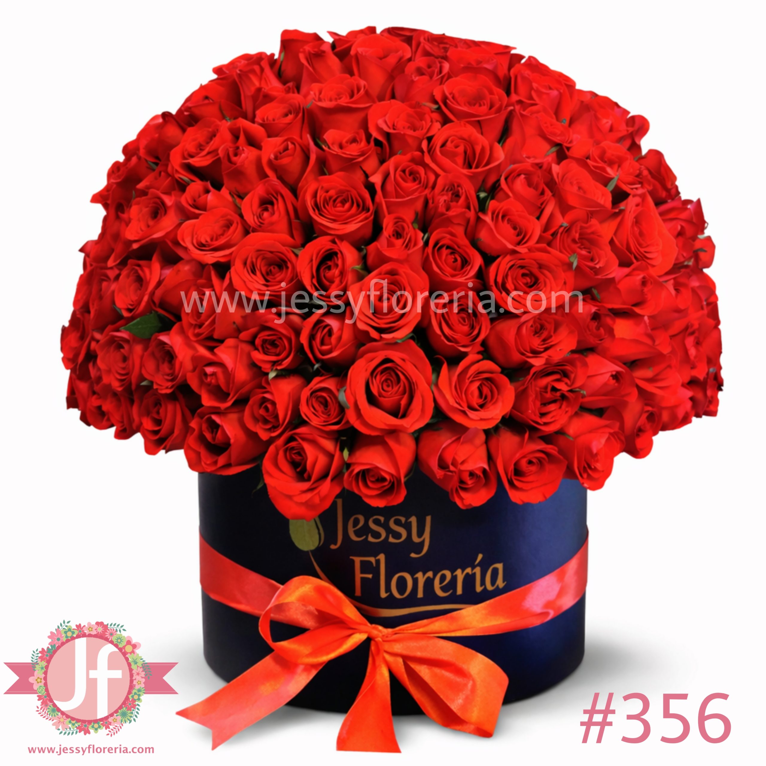 Caja circular con 100 rosas rojas frescas para envío de flores a domicilio en Guadalajara, Zapopan y zona metropolitana.