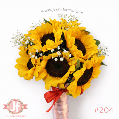Bouquet con 10 girasoles frescos para envío de flores a domicilio en Guadalajara, Zapopan y zona metropolitana.