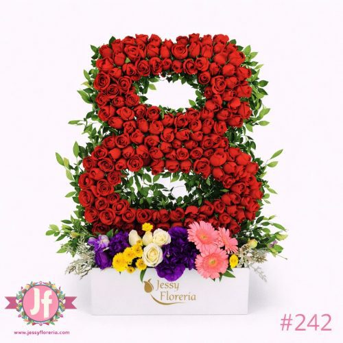 No. 8 de rosas rojas frescas para envío de flores a domicilio en Guadalajara, Zapopan, Tlaquepaque y Tonalá.