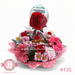 Caja con rosa eterna y flores surtidas para envío de flores y regalos a domicilio en Guadalajara, Zapopan y zona metropolitana.