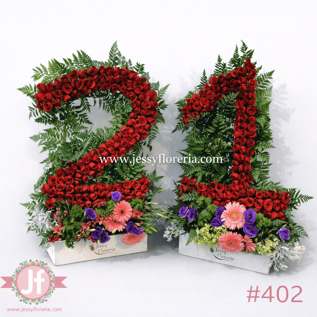 Esculturas de números de rosas rojas - Image 3