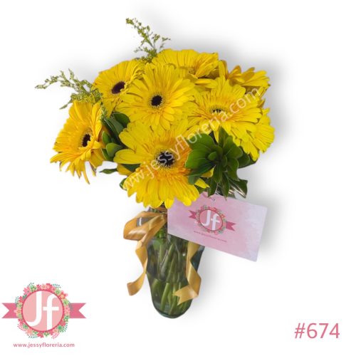 Florero 18 gerberas amarillas-Pedir con un día de anticipación