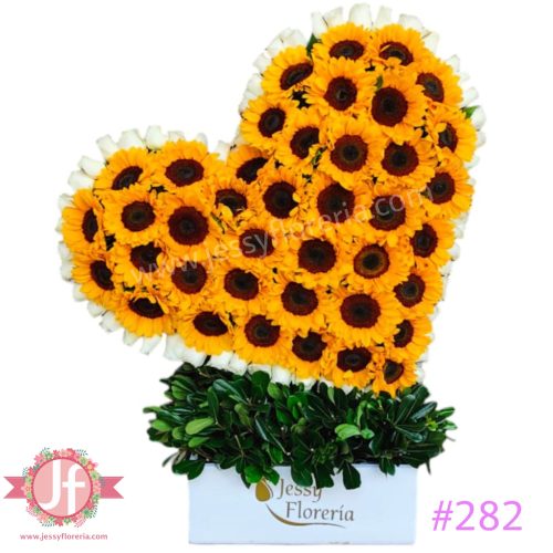 Corazón de girasoles