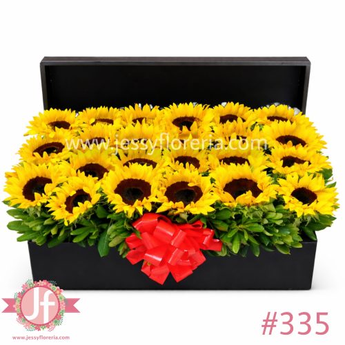 Cofre negro con 24 girasoles