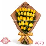 Ramo de 24 rosas amarillas frescas en diseño escalera para envío de flores a domicilio en Guadalajara, Zapopan y zona metropolitana.