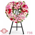 corazon rosado de flores arreglo funerario para funeral en Guadalajara