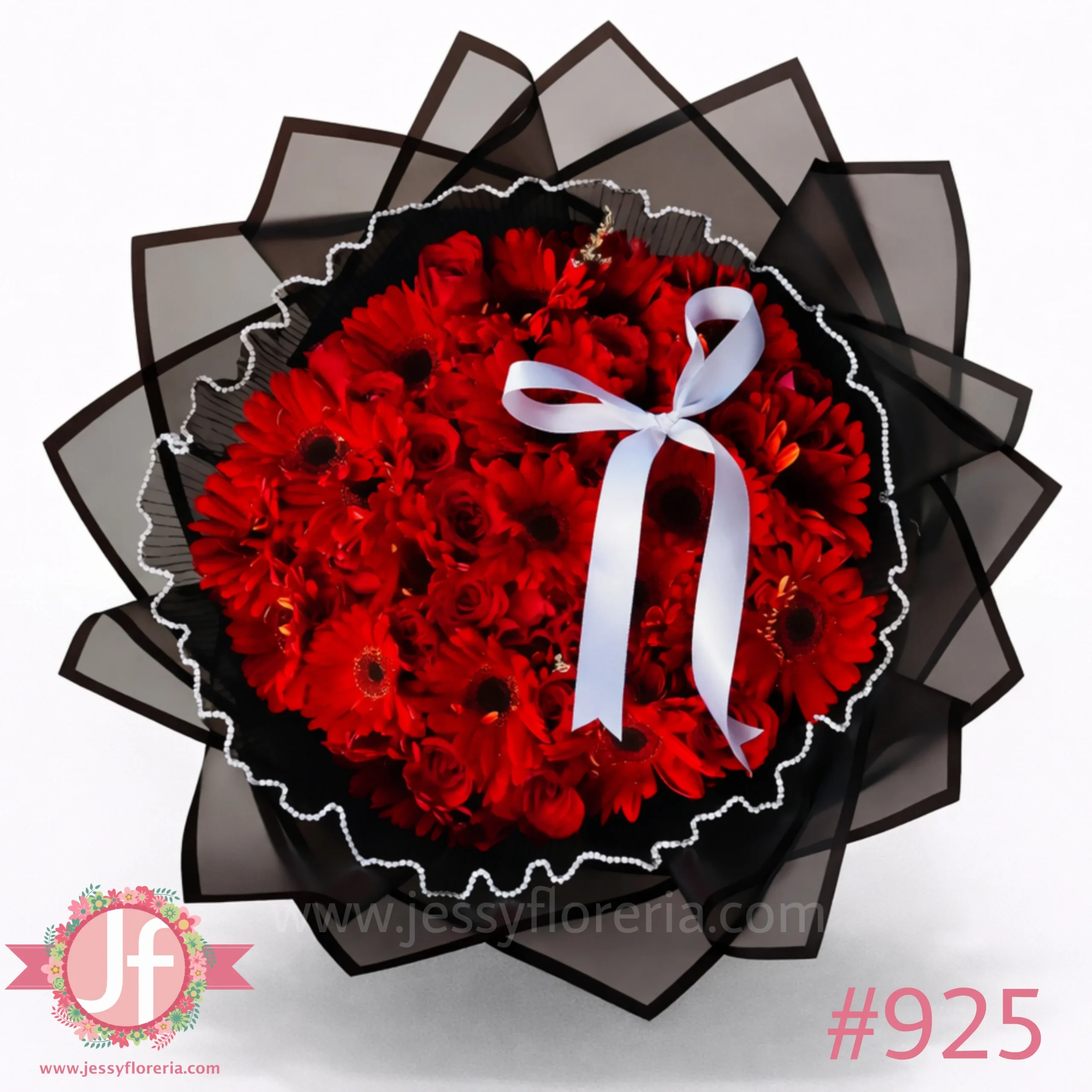 ramo rojo con 50 rosas y 15 gerberas arreglo floral en Guadalajara