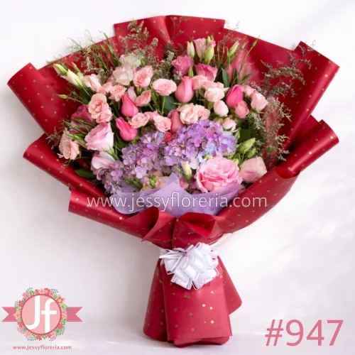 bouquet de lisianthus hortensias y rosas baby arreglo floral en Guadalajara