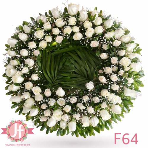 Corona de 100 rosas blancas