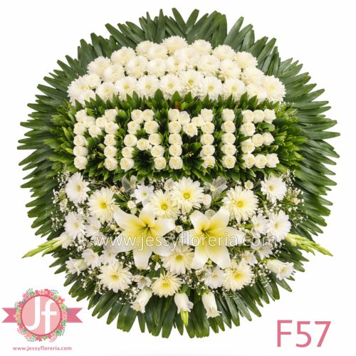corona funeraria letras rosas blancas Guadalajara