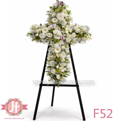 cruz floral fina con orquideas arreglo funerario en Guadalajara