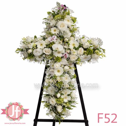 cruz floral fina con orquideas arreglo funerario en Guadalajara