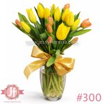 florero con 20 tulipanes bicolor arreglo floral en Guadalajara