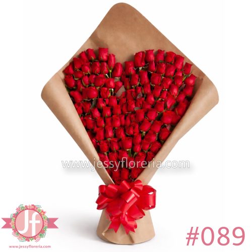 ramo corazon de 100 rosas arreglo floral en Guadalajara