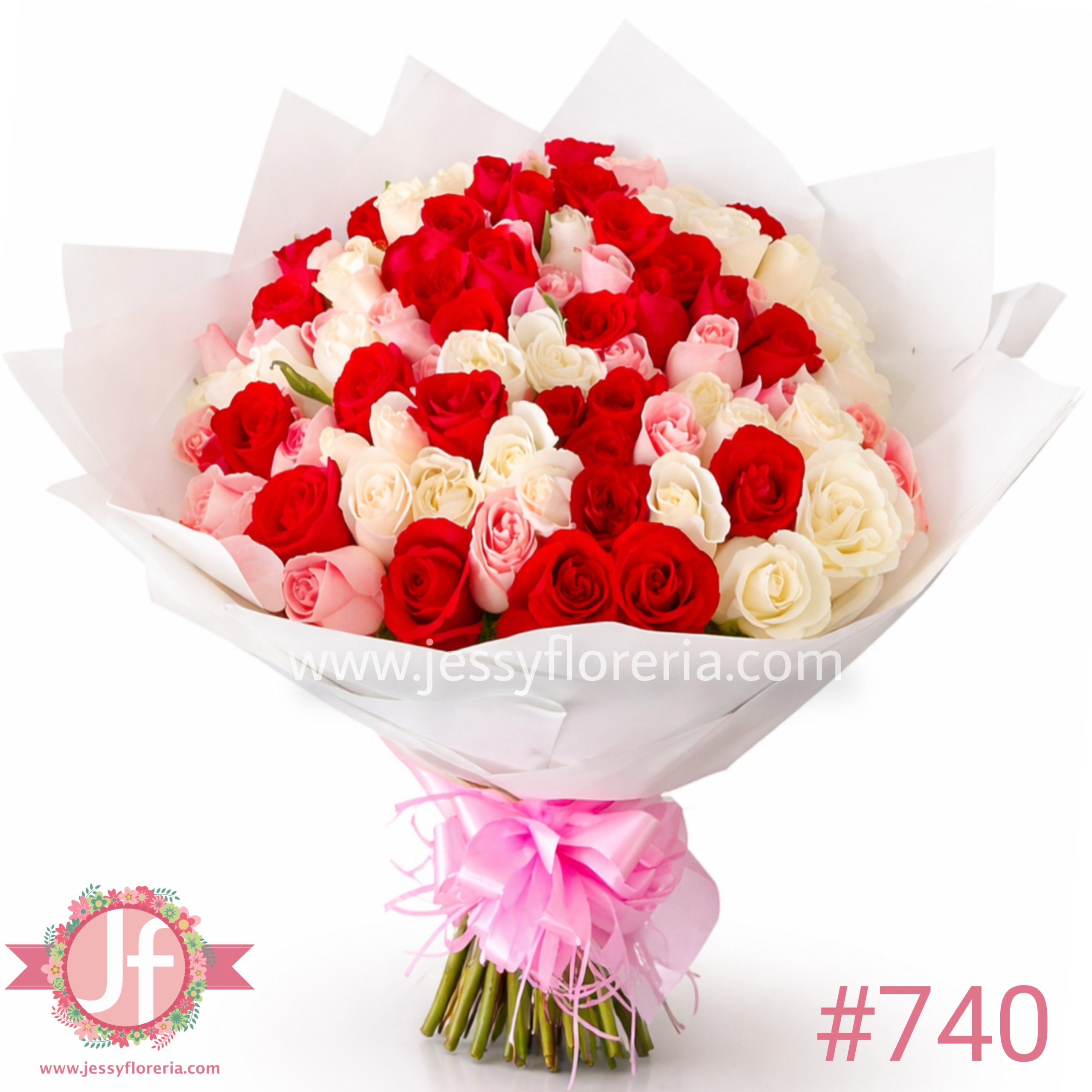 ramo 100 rosas rojas blancas y rosas arreglo floral Guadalajara